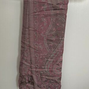 Mauve & Taupe Paisley Woven Scarf with Fringe